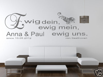 Wandtattoo Name Wohnzimmer Schlafzimmer Ewig dein ewig mein Spruch + Namen  pk41