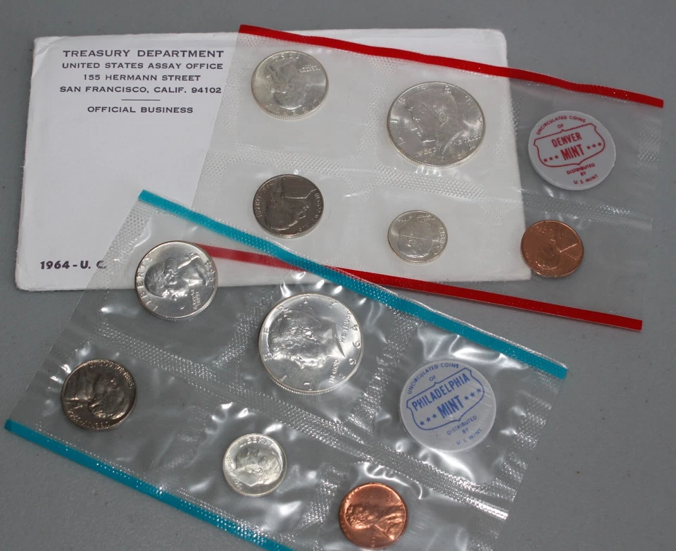 1964 P & D US Mint Set 1c-50c Coins 6 Silver Uncirculated Philadelphia & Denver - Image 4 of 4