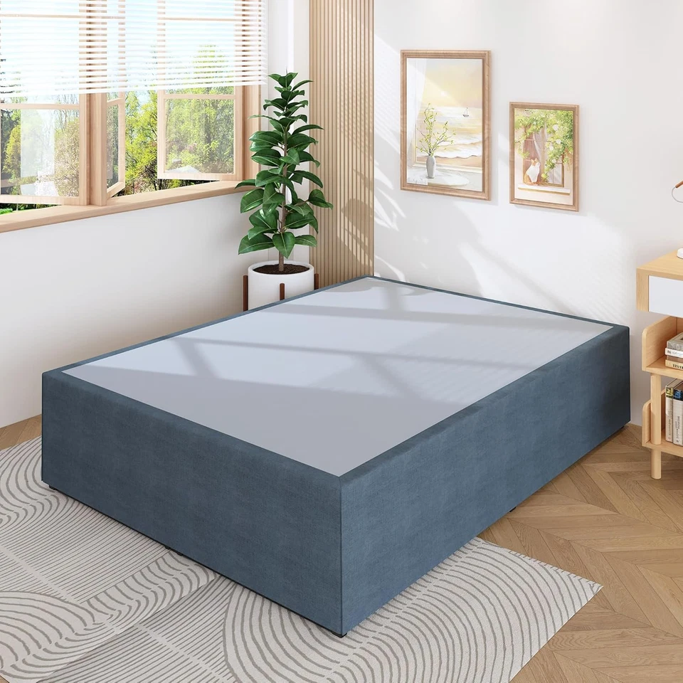 Marco de cama king de 18 pulgadas con falda de cubierta de cama de almacenamiento, placa completa de metal de alta resistencia Foto 4 de 4