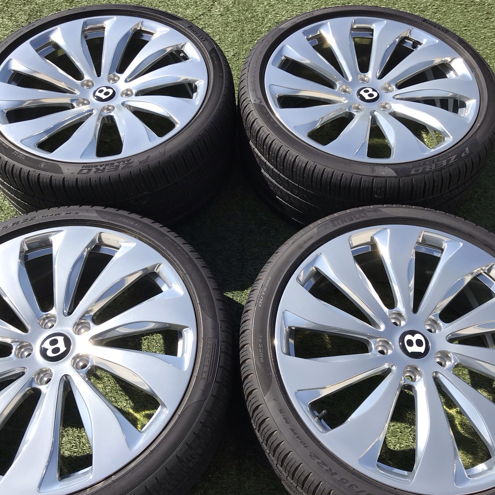 22 BENTLEY CONTINENTAL RIMS TIRES POLISHED SET OEM GENUINE 3SE601025AB GT GTC