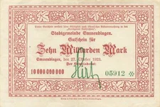 Emmendingen-City 10 Billion Mark-KN Green #11863