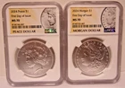 2024 $1 Morgan and Peace Silver Dollar 2pc Set - NGC MS70 FDOI  FIRST DAY ISSUE.