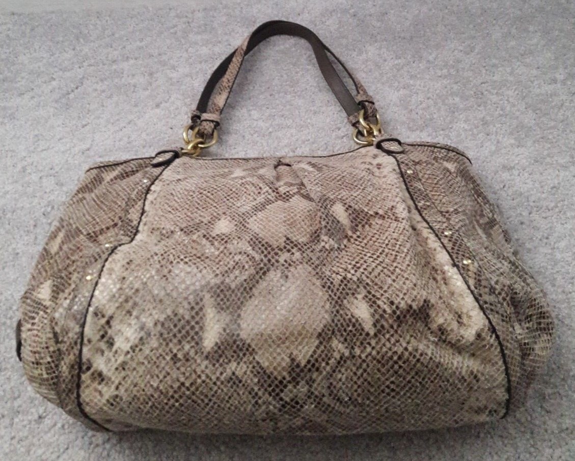 AUTHENTIC COACH EXOTIC PYTHON LEATHER STUDDED TOT… - image 2