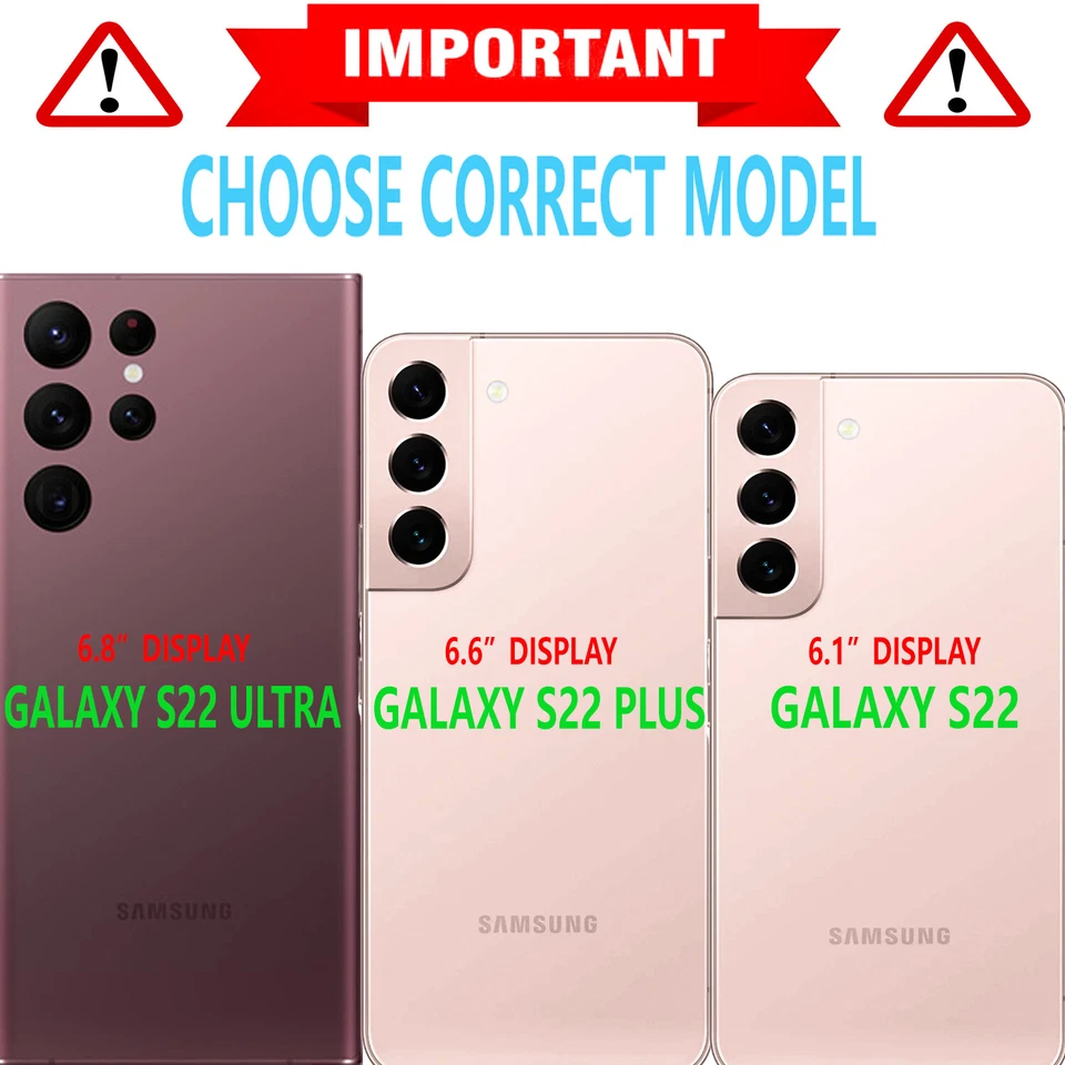 For Samsung Galaxy S22 Ultra Plus Case Phone Cover Wallet+ Tempered Glass Screen - Image 2 of 4