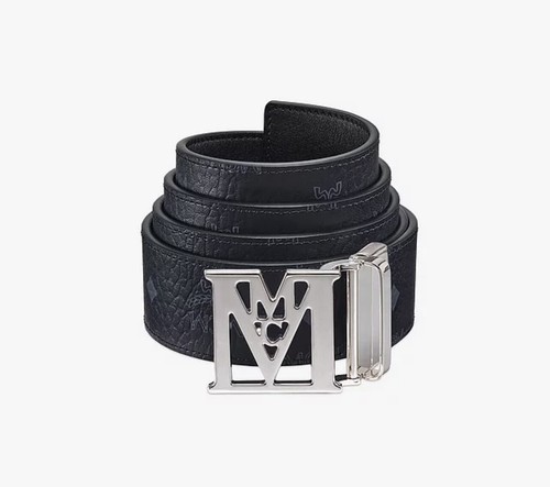 Ceinture en cuir réversible MCM homme noir couleur logo M boucle taille unique 365€ + taxes - Photo 1/6