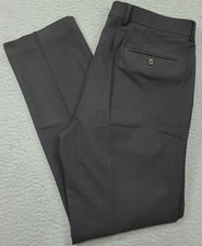 Chaps Men's 36x32.5 Dress Pants Flat Front Straight Leg Dark Gray