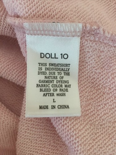 DOLL 10 Pink Embroidered LOGO Pullover Sweatshirt Hoodie Sz L - Picture 7 of 8