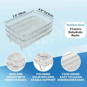3 Air Fryer Rack Tray Stainless Steel Steaming Racks Air Fryer Tools Baking Pan