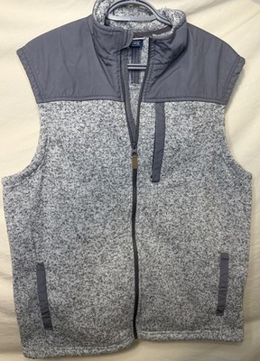 George Mens Large Gray Fleece Vest Full Zip Sweater Knit Pockets Lightweight