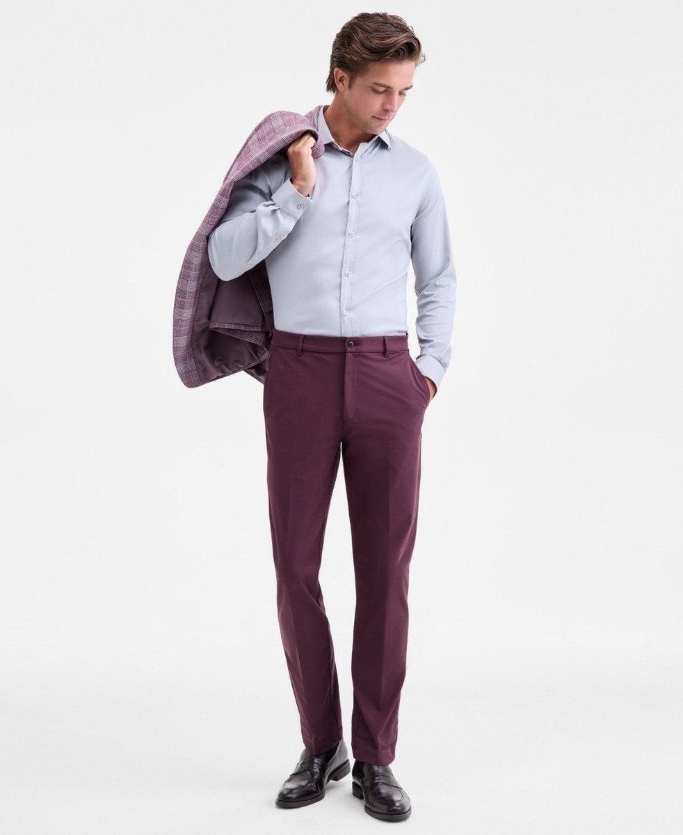 Michael Kors Mens Classic fit Dress Pants Pants 34 / 34 Berry Red Solid  Stretch | eBay