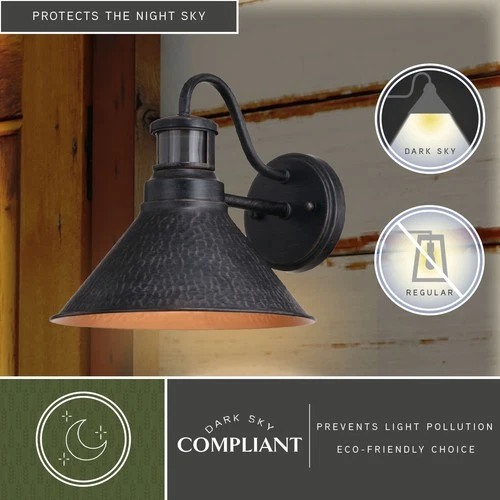 Vaxcel Lighting T0669 Outland 10" Tall Outdoor Wall Sconce - Aged Iron / Light - Picture 11 of 12