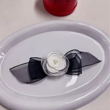 Unstructured Black Ribbon Flower Hairpin Official