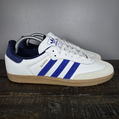 Adidas Samba OG Mens Size 8.5 Low Top Shoes Sneakers White Blue JH5632
