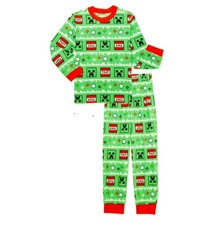Minecraft Christmas Pajamas Set Shirt Pants Boys Girl 14/16 Creeper