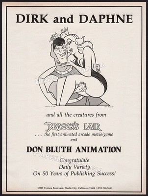 DRAGON S LAIR   Orig. 1983 Trade AD / poster   Don Bluth Animation   Dirk Daphne