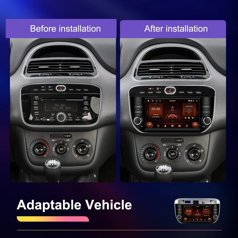Autoradio CARPLAY Wireless Per Fiat Punto Evo Con Navigatore Nero 2010-2016 GPS - Immagine 2 di 4