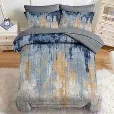 7 Pcs Comforter Set Full Size, Abstract Oil Painting Bedding Set for Kids and...