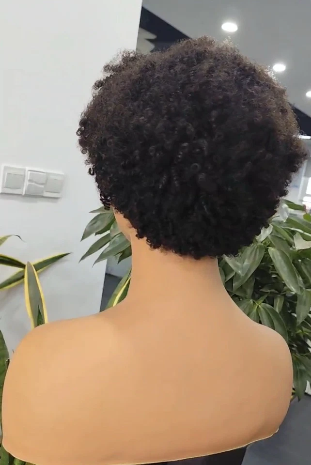 Brazilian Human Hair Afro Kinky Curly Short Bang Wig 18inches - Image 3 of 4