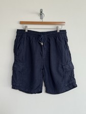 Vilebrequin Cargo Bermuda Shorts 100% Linen Navy Blue Medium