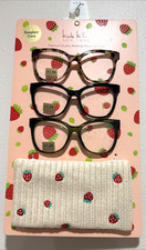 Nicole Miller Reading Glasses Set of 3 w/Eyeglass Case 1.50 Brown/Black/Green