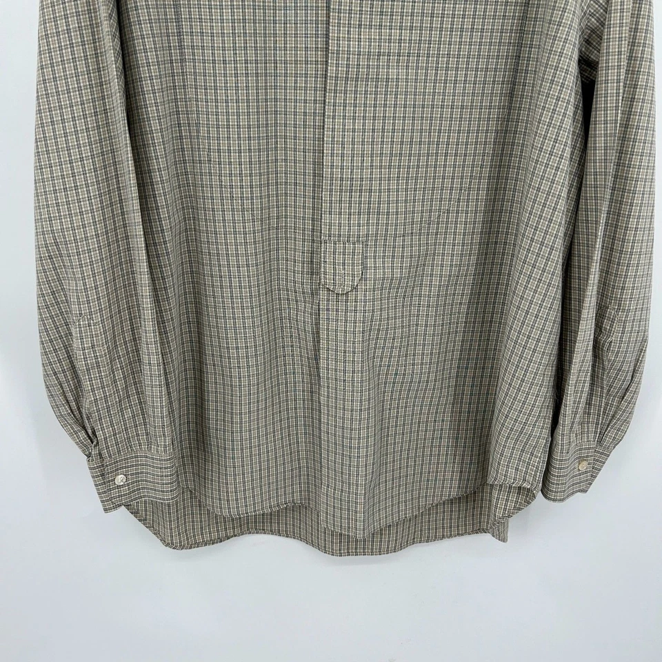 Camisa de vestir para hombre VESTIMENTA beige azul a cuadros manga larga con botones talla 44 Foto 4 de 4