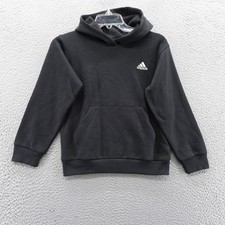 Kids Adidas Black Essential Hoodie Regular Fit Pullover Size Small US 8 NEW