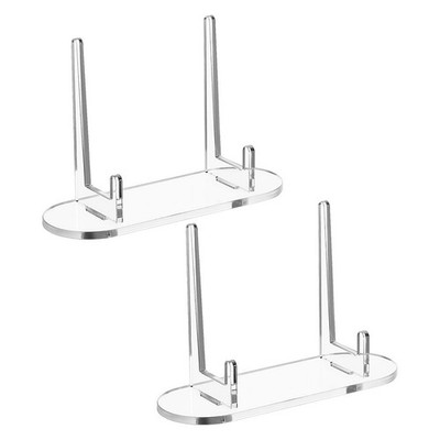 2 Pcs Transparent Acrylic Display Stands Small Plate Holder Picture Easel Stand