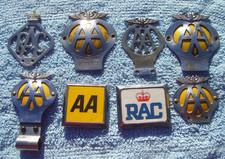 COLLECTION OF CLASSIC ROYAL AUTO CLUB/ASSOC CAR BADGES ~ VINTAGE AA/RAC BADGE x8
