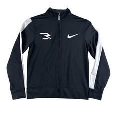 Nike Track Jacket Kids Medium 10-12 Black White Full Zip 3Brand Swoosh Athletic