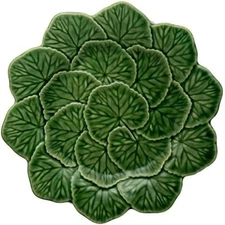 Bordallo Pinheiro Green Geranium Dessert Plate, Set of 4