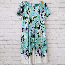 Karl Lagerfeld Paris Dress Womens 12 Floral Short Sleeve Fit & Flare Lined Zip