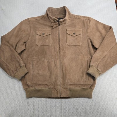 Sean John Jacket Mens 2XL Brown Microfiber Fleece Lined Zip Front Bomber Hip Hop