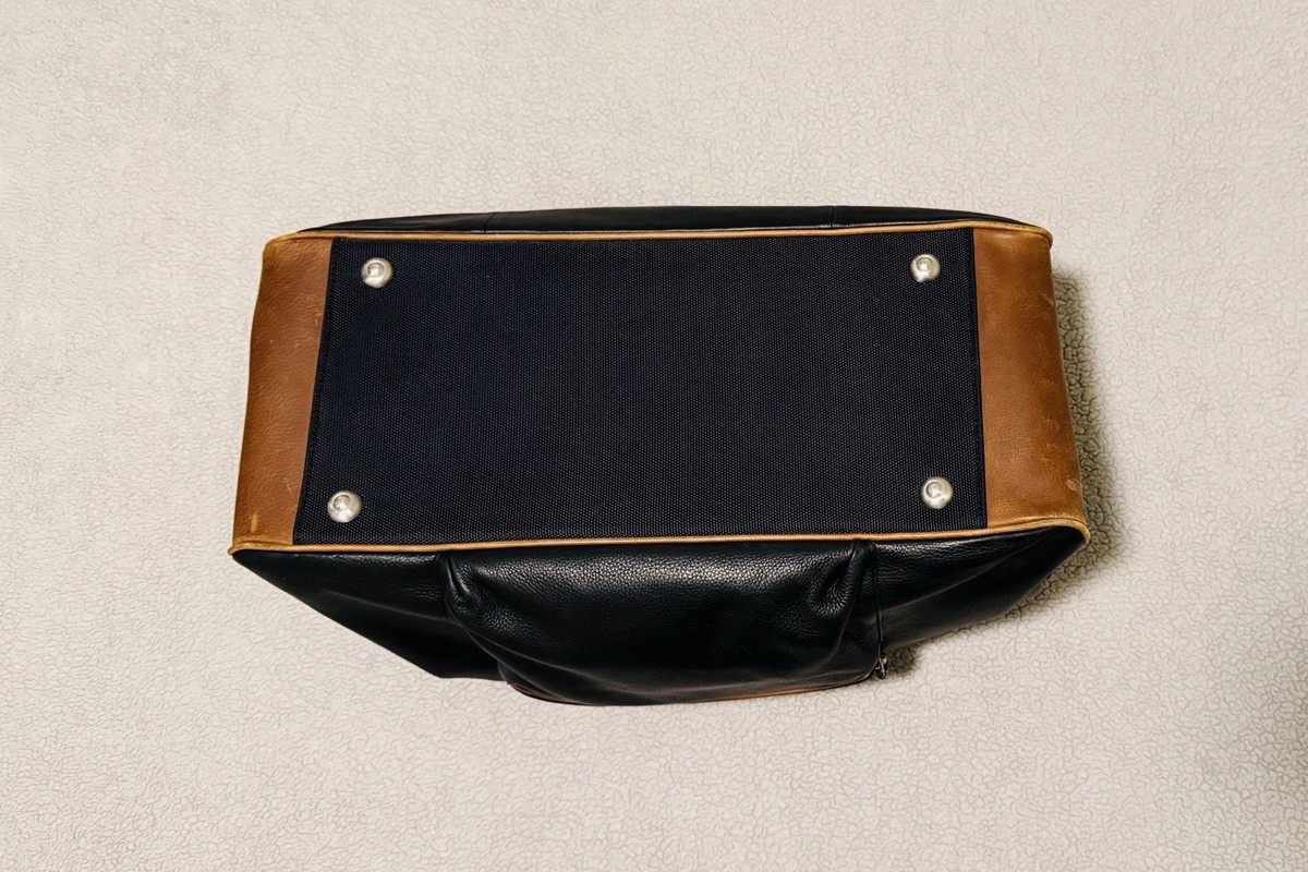 Overland Leather Duffel Bag with Shoulder Strap Two-Tone Soft & Great Condition View 4