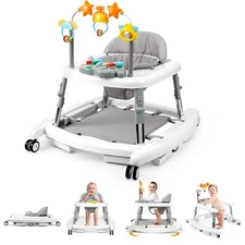 Wolfcode 5-in-1 Music and Lights Baby Walker Foldable with 5 Adjustable Heig...