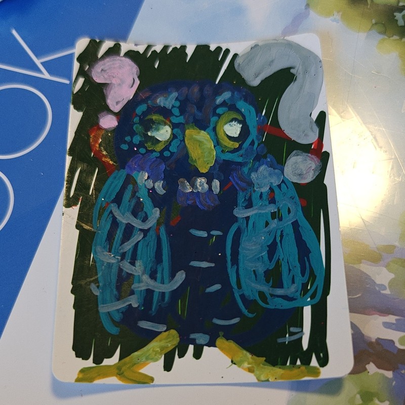 ACEO by Emily Meinert original OOAK owl painting on paper contemporary art 
