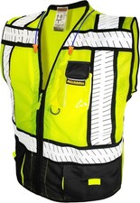 KwikSafety SPECIALIST Safety Vest LARGE Class 2 ANSI OSHA Hi Vis Surveyor Pocket