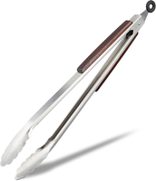 KüChenzange Edelstahl, Grillzange M. Holzgriff, 38 Cm Edelstahlzange, Silber