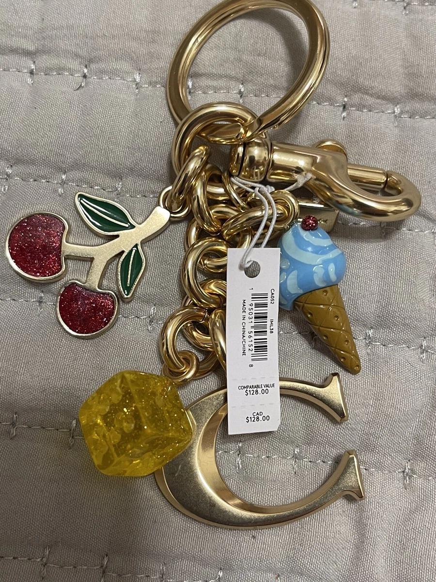 Coach Bag Charm Key Ring Signature Mixed Charms Cluster Cherry Dice Ice  Cream