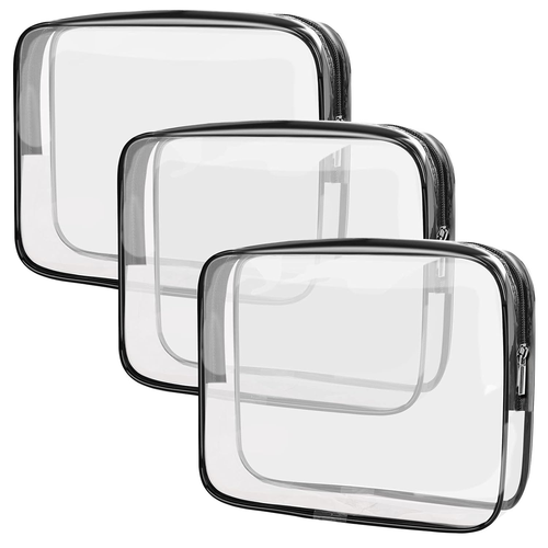 Clear Makeup Bags, TSA Approved 3 Pcs Cosmetic Makeup Bags Set Clear PVC with Zi - Picture 10 of 12