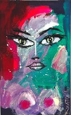 ABSTRACT colorful NUDE LADY PAINTING Acrylic upcycled SWARTZMILLER DNA pop art