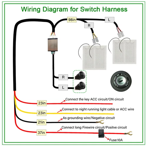 4Pads Universal Auto 3 Level Carbon Fiber Car Seat Heater Heated Warmer 12V Kits - Picture 4 of 11