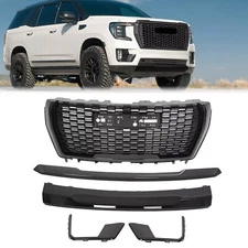 Fits GMC Yukon/XL Denali 21-24 Front Grille Hood Trim Molding Gloss Blk Set 5Pcs