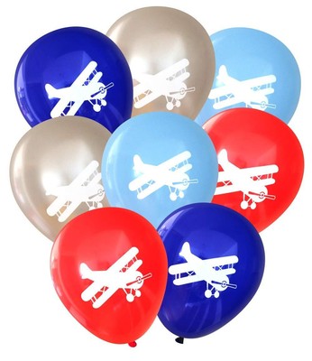 Biplane Vintage Airplane Party Balloons 16 pcs by Nerdy Words