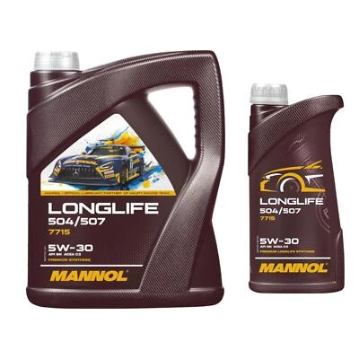 6 Liter MANNOL Longlife 504/507 5W-30 Motoröl API SN ACEA C3 7715 synthetic - Bild 1 von 4
