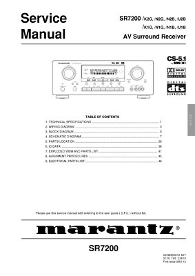 Service Manual-Anleitung für Marantz SR-7200 