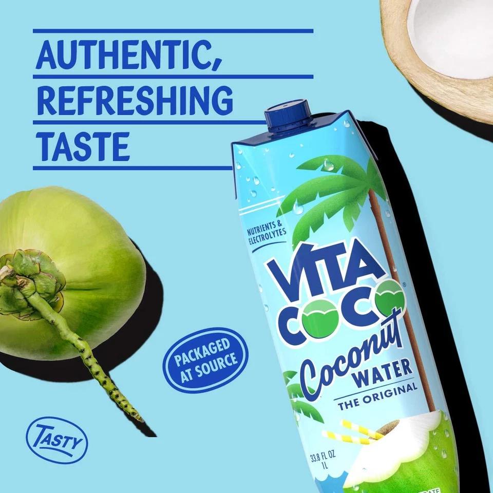 Vita Coco Coconut Water 33.8 Fl Oz Pack of 6 Natural Hydration Refreshing - Image 3 of 4