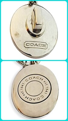 NEW COACH Circular Pouch Signature Jacquard Coin Purse  Coach Silver-Tone Circular Signature Cutout Keyring display picture 1