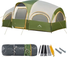 8 Person Tent for Camping, Waterproof Windproof Family Tent with Rainfly, Divide