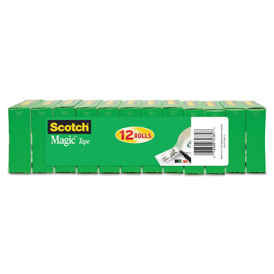 Scotch Magic Tape Value Pack, 1'' Core, 0.75'' x 83.33 ft, Clear, 12/Pack