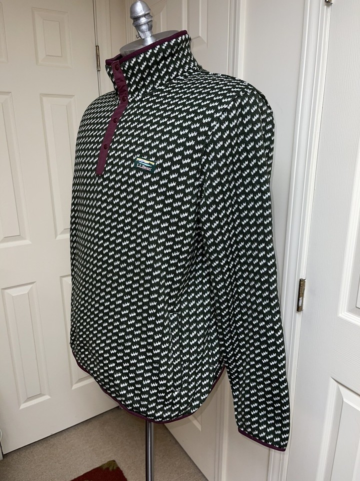 L.L. Bean Sweater Fleece Pullover Print Men’s Green/White Size XXL eBay